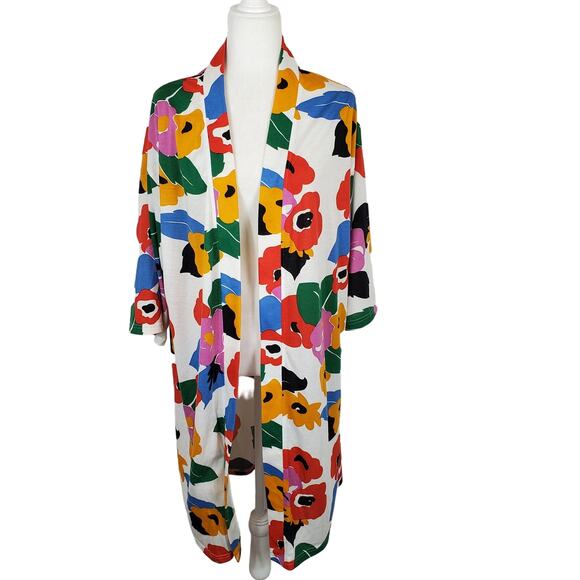Show Me Your Mumu Bright Multicolor Floral Print Kimono Robe Cover Up OSFA - Picture 1 of 6